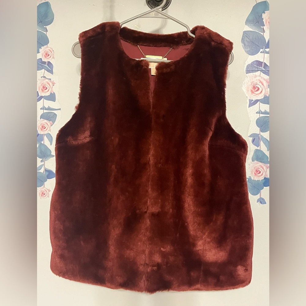 Michael Kors Rich Burgundy Faux Fur Vest